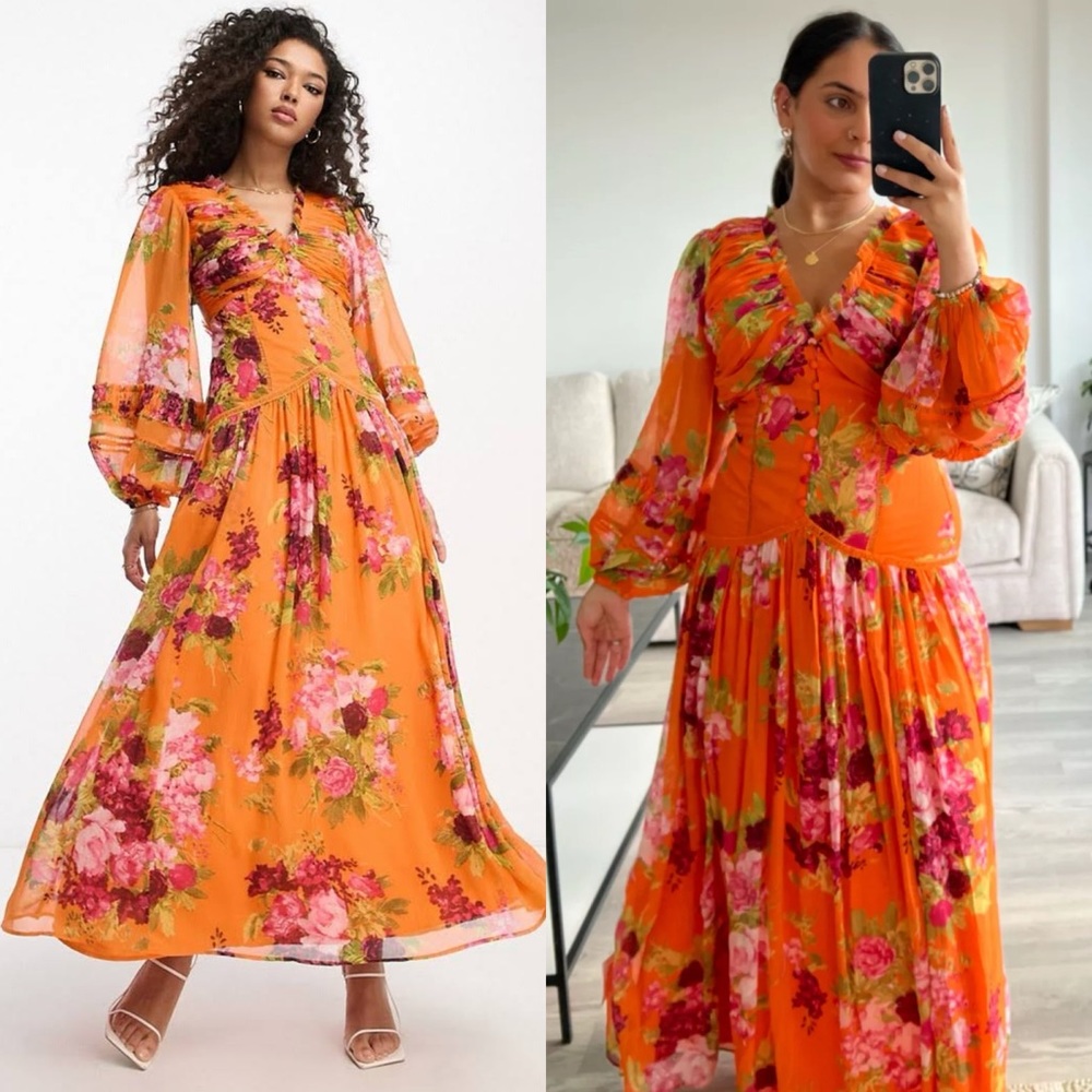 ASOS Curve Orange Floral Maxi Dress